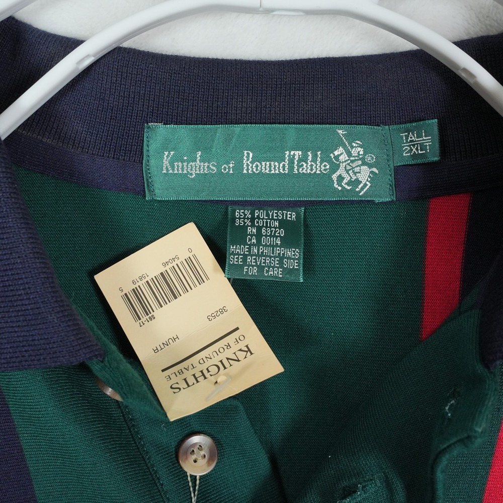 Vintage Knights of Round Table Mens 2XLT Tall Striped Polo Shirt Colorblock 90's - Picture 3 of 6